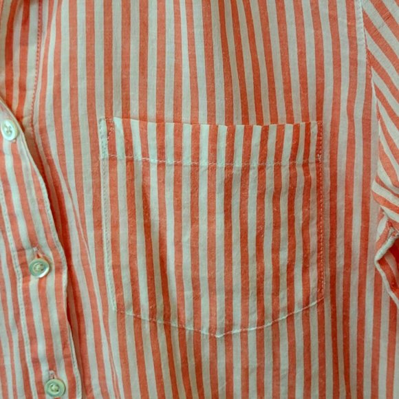 J.CREW Women's Semi Button Red Stripe Blouse 2 - Picture 4 of 5